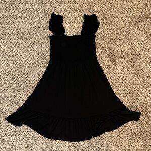 Black Ruffled Sleeveless Dress